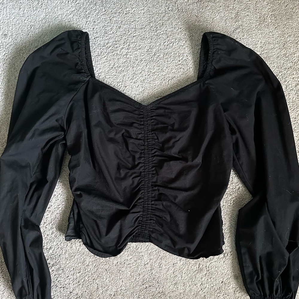 GAP Black Ruched Blouse